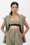Shop Siddhant Agrawal Green Denim, Cotton Rawfern Drift Jacket Online at Aza Fashions Shop_Siddhant Agrawal_Green Denim, Cotton Rawfern Drift Jacket _Online_at_Aza_Fashions