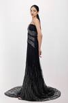 Siddhant Agrawal_Black Cotton, Tulle, Satin Zari, Beads, Embroidery One The Ethereal Root Gown _Online_at_Aza_Fashions
