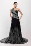 Buy_Siddhant Agrawal_Black Cotton, Tulle, Satin Zari, Beads, Embroidery One The Ethereal Root Gown _at_Aza_Fashions