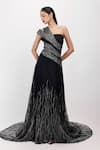 Shop_Siddhant Agrawal_Black Cotton, Tulle, Satin Zari, Beads, Embroidery One The Ethereal Root Gown _Online_at_Aza_Fashions