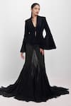 Buy_Siddhant Agrawal_Black Chiffon Shadow Bloom Skirt _at_Aza_Fashions