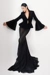 Siddhant Agrawal_Black Chiffon Shadow Bloom Skirt _at_Aza_Fashions