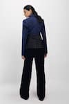 Shop_Siddhant Agrawal_Navy Crepe, Satin Loomed Eclipse Textured Blazer _at_Aza_Fashions