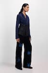 Siddhant Agrawal_Navy Crepe, Satin Loomed Eclipse Textured Blazer _Online_at_Aza_Fashions