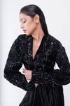 Shop_Siddhant Agrawal_Black Sequins, Embroidery Open Neck Rooted Constellations Jacket _Online_at_Aza_Fashions
