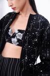 Siddhant Agrawal_Black Sequins, Embroidery Open Neck Rooted Constellations Jacket _at_Aza_Fashions