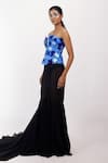 Buy_Siddhant Agrawal_Blue Satin, Crepe Beads, Sequins Plunge Neck Clestial Decay Embellished Corset _Online_at_Aza_Fashions