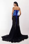 Shop_Siddhant Agrawal_Blue Satin, Crepe Beads, Sequins Plunge Neck Clestial Decay Embellished Corset _at_Aza_Fashions