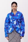 Buy_Siddhant Agrawal_Blue Beads, Sequins, Embroidery Coral Fade Blazer _at_Aza_Fashions