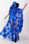 Shop_Siddhant Agrawal_Blue Tulle, Cotton Applique, Sequins Round Neck Veldon Whisper Gown _Online_at_Aza_Fashions
