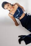 Siddhant Agrawal Blue Denim, Cotton Sweetheart Neck Weathered Indigo Bustier at Aza Fashions Siddhant Agrawal_Blue Denim, Cotton Sweetheart Neck Weathered Indigo Bustier _at_Aza_Fashions