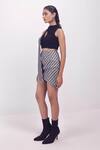 Buy_Siddhant Agrawal_Black Crepe, Satin, Polyester High Neck Graphite Calm Top _Online_at_Aza_Fashions