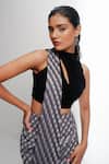 Shop_Siddhant Agrawal_Black Crepe, Satin, Polyester High Neck Graphite Calm Top _Online_at_Aza_Fashions
