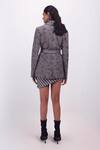 Shop_Siddhant Agrawal_Gray Crepe, Cotton, Silk Embroidery Collared Corded Whisper Trench Jacket _at_Aza_Fashions