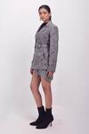 Buy_Siddhant Agrawal_Gray Crepe, Cotton, Silk Embroidery Collared Corded Whisper Trench Jacket _Online_at_Aza_Fashions