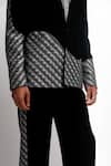 Siddhant Agrawal_Black Crepe, Polyester, Satin Graphite Serene Blazer _Online_at_Aza_Fashions
