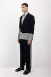 Shop_Siddhant Agrawal_Black Crepe, Polyester, Satin Graphite Serene Blazer _Online_at_Aza_Fashions