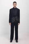 Buy_Siddhant Agrawal_Black Polyester, Velvet, Satin Embroidery Withered Grace Blazer _at_Aza_Fashions