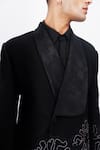 Buy_Siddhant Agrawal_Black Polyester, Velvet, Satin Embroidery Withered Grace Blazer _Online_at_Aza_Fashions