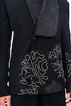 Siddhant Agrawal_Black Polyester, Velvet, Satin Embroidery Withered Grace Blazer _at_Aza_Fashions