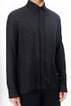 Siddhant Agrawal_Black Cotton, Georgette Embroidery, Beads Terra Whisper Shirt _at_Aza_Fashions