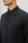 Buy_Siddhant Agrawal_Black Cotton, Georgette Embroidery, Beads Terra Whisper Shirt 