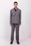 Buy_Siddhant Agrawal_Gray Crepe Embroidery, Beads Ethereal Root Blazer _at_Aza_Fashions