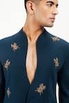 Siddhant Agrawal_Green Crepe Embroidery The Scarabloom Blazer _at_Aza_Fashions