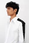 Siddhant Agrawal_White Cotton Satin Sequins, Beads, Embroidery Ivory Shadowed Glimmer Shirt _Online_at_Aza_Fashions