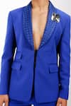 Siddhant Agrawal_Blue Polyester Buckles Celestial Bloom Blazer _Online_at_Aza_Fashions