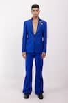 Buy_Siddhant Agrawal_Blue Polyester Buckles Celestial Bloom Blazer _at_Aza_Fashions