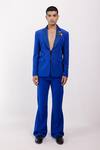 Buy_Siddhant Agrawal_Blue Crepe Celestial Drift Trouser _at_Aza_Fashions