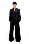Buy_Siddhant Agrawal_Black Cotton, Silk, Lace Sequins, Embroidery Eternal Trace Pattern Blazer _at_Aza_Fashions