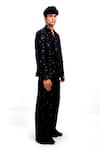Buy_Siddhant Agrawal_Black Cotton, Silk, Lace Sequins, Embroidery Eternal Trace Pattern Blazer _Online_at_Aza_Fashions