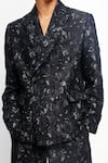 Buy_Siddhant Agrawal_Black Cotton, Silk, Lace Sequins, Embroidery Eternal Trace Pattern Blazer 