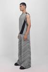 Siddhant Agrawal_Gray Cotton, Denim, Georgette Stone Whisper Trouser _Online_at_Aza_Fashions