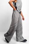 Buy_Siddhant Agrawal_Gray Cotton, Denim, Georgette Stone Whisper Trouser _Online_at_Aza_Fashions