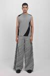Buy_Siddhant Agrawal_Gray Cotton, Denim, Georgette Stone Whisper Trouser _at_Aza_Fashions