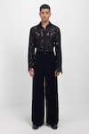 Buy_Siddhant Agrawal_Black Cotton, Silk Eteranal Trace Shirt _at_Aza_Fashions