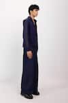 Siddhant Agrawal_Navy Polyester, Satin Indigo Drift Shirt _Online_at_Aza_Fashions