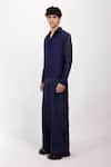 Buy_Siddhant Agrawal_Navy Polyester, Satin Indigo Drift Shirt _Online_at_Aza_Fashions