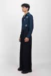 Shop_Siddhant Agrawal_Blue Embroidery Scarabloom Shirt _Online_at_Aza_Fashions