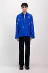 Buy_Siddhant Agrawal_Blue Embroidery Sapphire Elytra Shirt _Online_at_Aza_Fashions