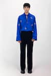Shop_Siddhant Agrawal_Blue Embroidery Sapphire Elytra Shirt _Online_at_Aza_Fashions