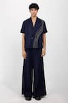 Buy_Siddhant Agrawal_Navy Cobalt Root Trouser _at_Aza_Fashions