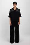Buy_Siddhant Agrawal_Black Beads, Embroidery Ashroot Whorl T-shirt _at_Aza_Fashions