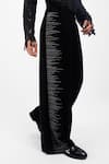 Siddhant Agrawal_Black Crepe, Cotton Embroidery, Beads Glitch Root Trouser _Online_at_Aza_Fashions