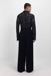 Shop_Siddhant Agrawal_Black Crepe, Cotton Embroidery, Beads Glitch Root Trouser _at_Aza_Fashions