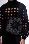 Siddhant Agrawal_Black Crepe Embroidery, Applique Ashen Blossom Sweatshirt _at_Aza_Fashions