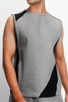 Shop_Siddhant Agrawal_Gray Cotton, Denim Stone Whisper Tank T-shirt _Online_at_Aza_Fashions